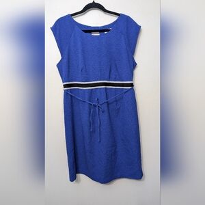 Motherhodd Blue Sleeveless Belted Maternity Dress